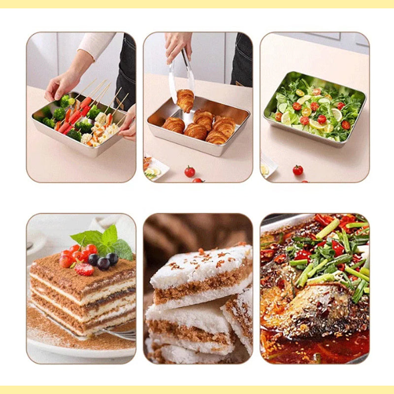 🔥2025-Hot Sale🎁49% OFF-Stainless Steel Square Plate(With Lid)