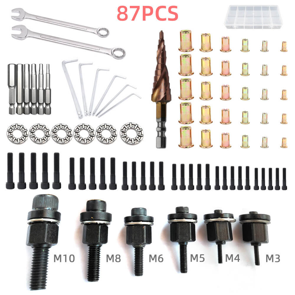 🔧Exclusive 50% OFF | Rivet Gun Head & Nutsert Cap Set | Heavy-Duty Steel Fastening Tool | Portable Kit for Automotive, Sheet Metal & Industrial Use