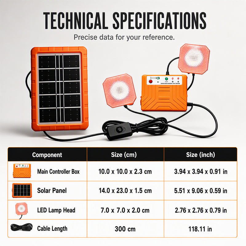 Portable Solar Power System with 2 LED Lights