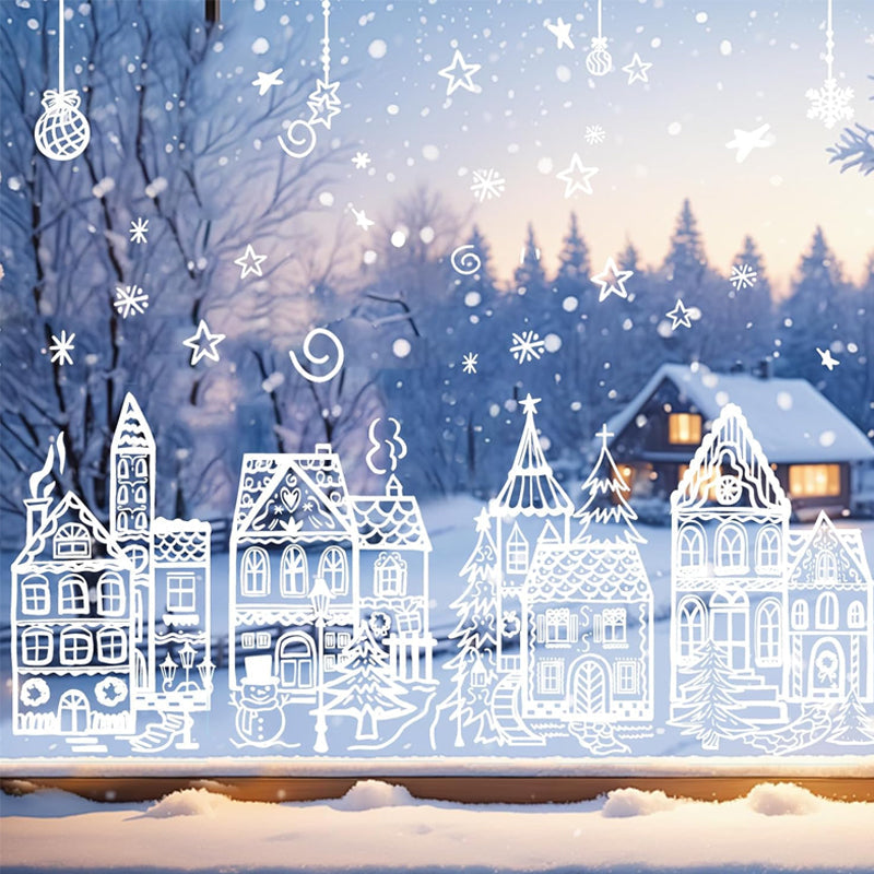 Christmas Village Window Cling Set