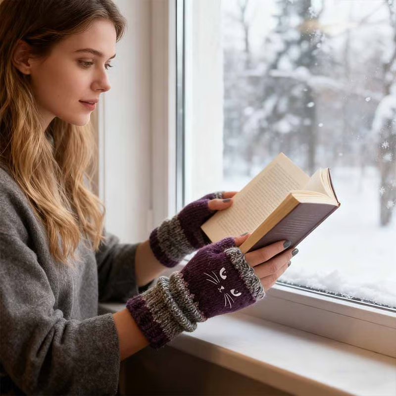 🎁Last Day Promotion 49% OFF🐱 Cute Women’s Knitted Cat Gloves — For Warm Hands & Free Fingers🧶