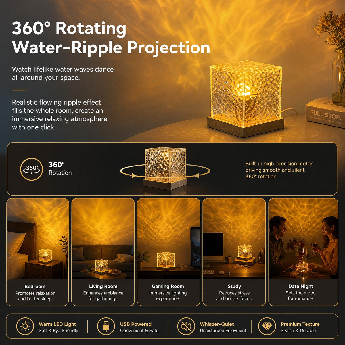 📢📢50% OFF !! ⏰Dynamic Water Ripple LED Ambient Light