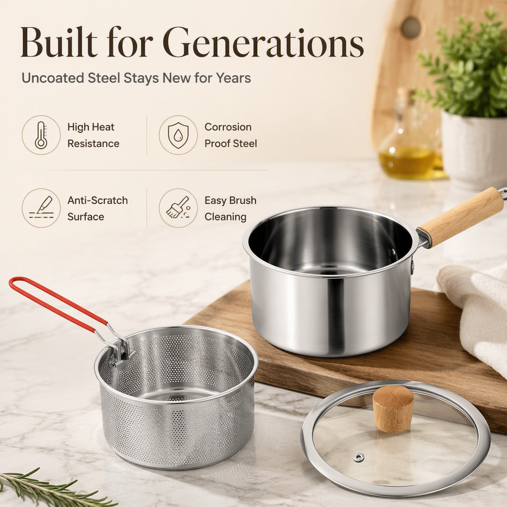 Multifunctional 304 Stainless Steel Frying Pot