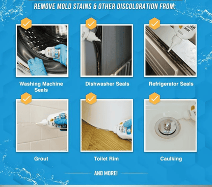 🔥LIMITED SALE 50% OFF!!💥Mold Remover Gel with Scrub Brush – Heavy Duty Mildew Stain Cleaner for Washer Gasket, Shower Caulk, Tile Grout & Bathroom
