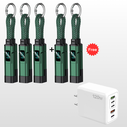 ⏳Time-Limited Special⏰4-in-1 Charging Cable with Digital Display & Keychain – Fast-Charging, Kink-Resistant & Compact