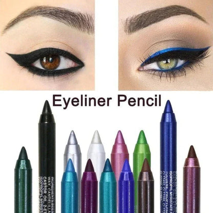 14-Pack Eyeliner Pencil Waterproof Colored Gel Liners with Metallic & Shimmer Finishes Smudge-Proof