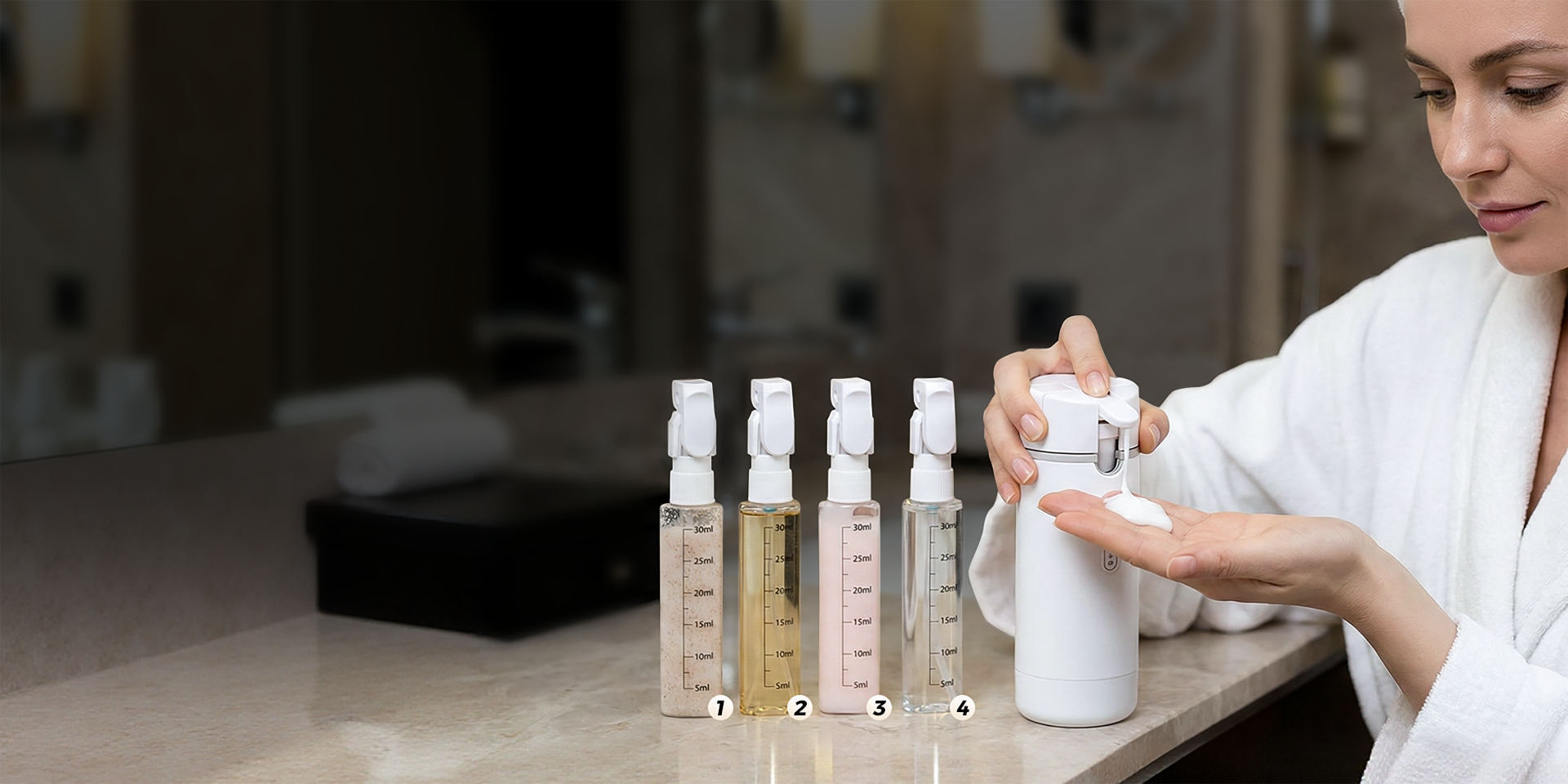 4-in-1 Refillable Travel Dispenser Bottles