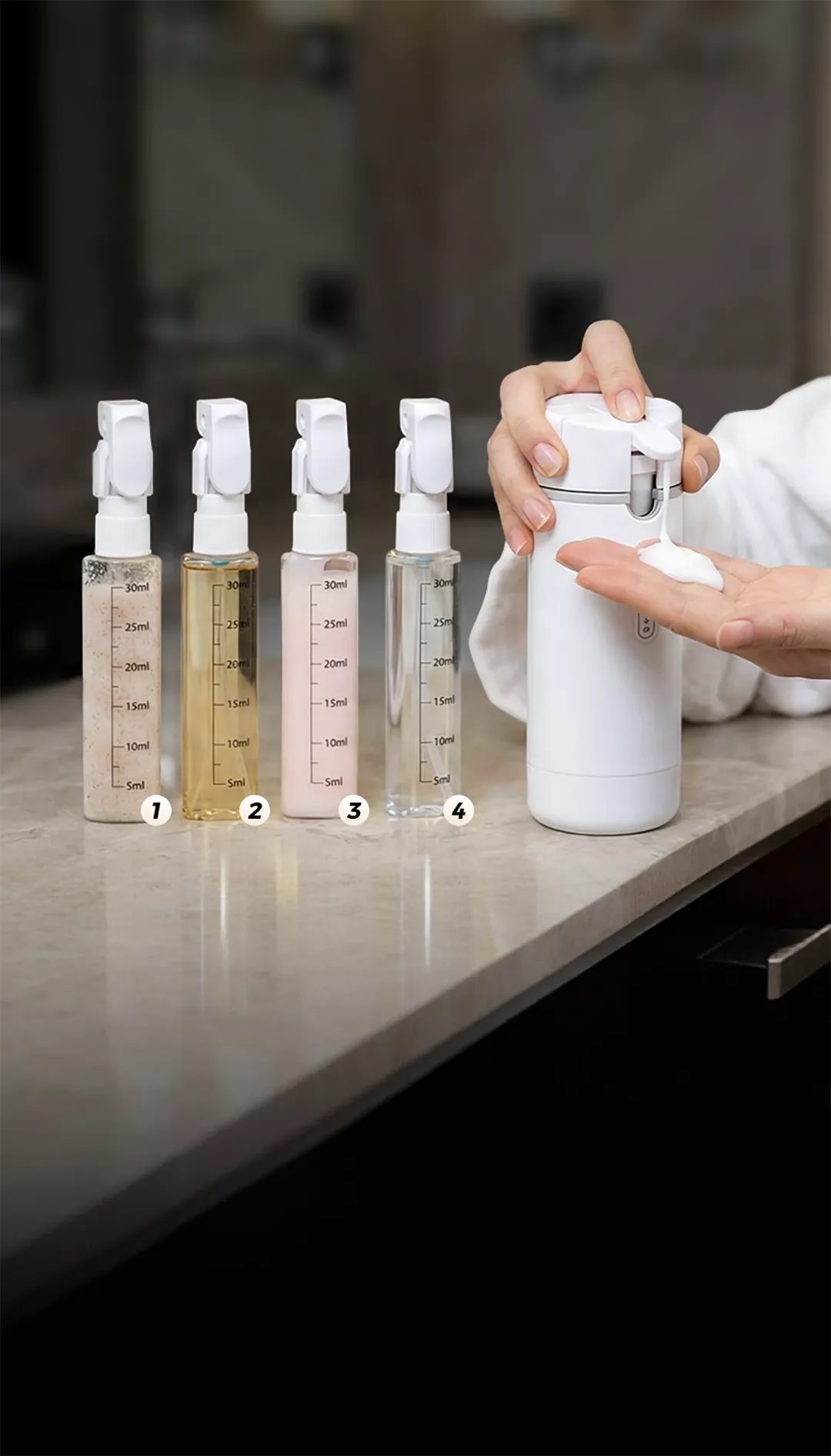4-in-1 Refillable Travel Dispenser Bottles