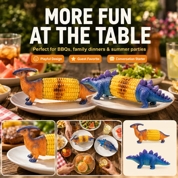 Dinosaur Corn Holders for Corn On The Cob - Funny Corn Cob Holder for Kids and Adults with Stainless Steel Prongs Dinosaur Corn Holders for Corn On The Cob - Funny Corn Cob Holder for Kids and Adults with Stainless Steel Prongs