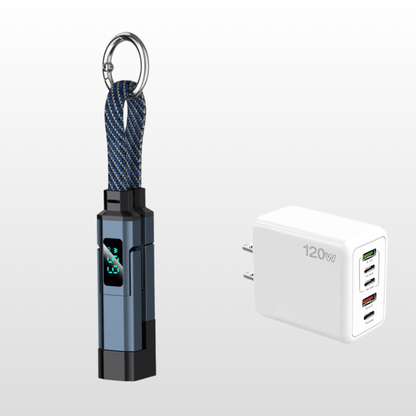 ⏳Time-Limited Special⏰4-in-1 Charging Cable with Digital Display & Keychain – Fast-Charging, Kink-Resistant & Compact