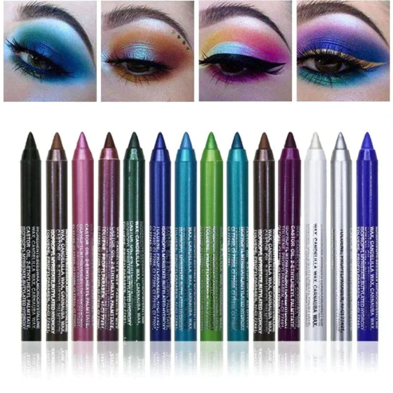 14-Pack Eyeliner Pencil Waterproof Colored Gel Liners with Metallic & Shimmer Finishes Smudge-Proof