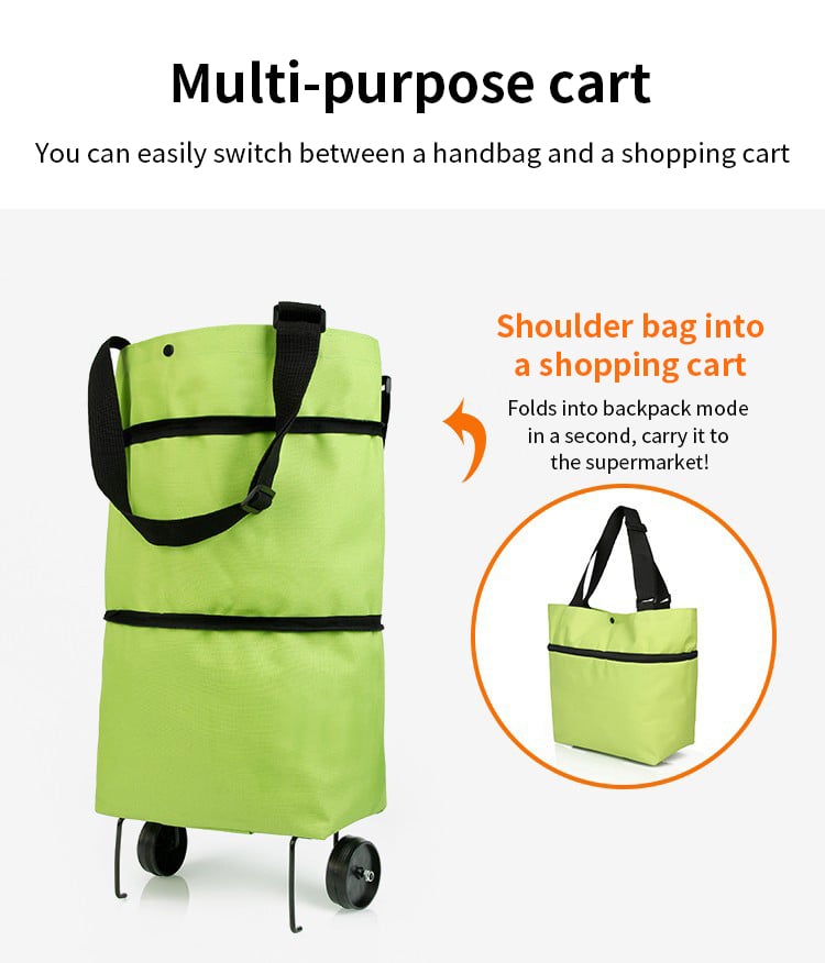 🛍️✨ Convertible shopping tote – hides wheels, holds 20kg, expands with zipper!