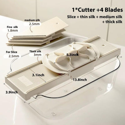 🎉4-in-1 Vegetable Slicer & Grater🥗  Dual-Guard Hand Protector with 4 Sharp Blade🔪