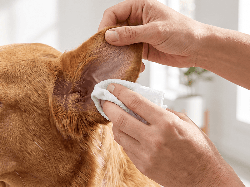 Step 3: Wipe dog ear clean