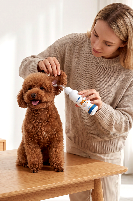 Poodle ear cleaning