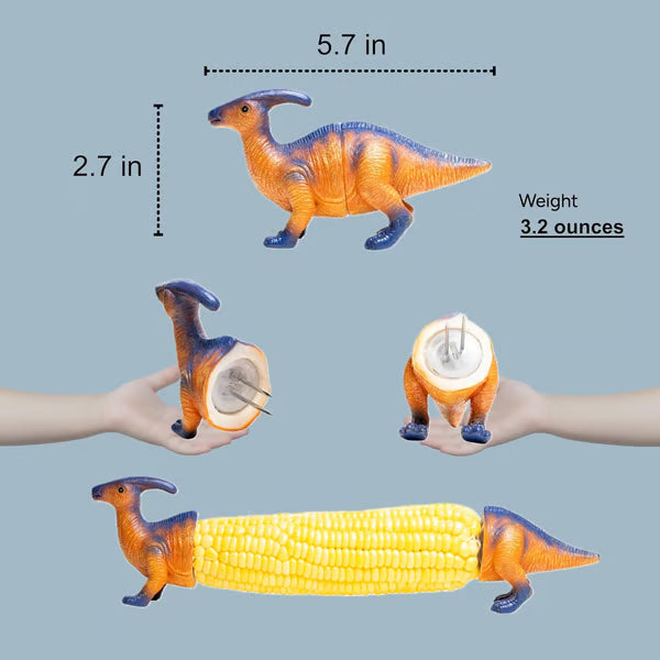 Dinosaur Corn Holders for Corn On The Cob - Funny Corn Cob Holder for Kids and Adults with Stainless Steel Prongs Dinosaur Corn Holders for Corn On The Cob - Funny Corn Cob Holder for Kids and Adults with Stainless Steel Prongs