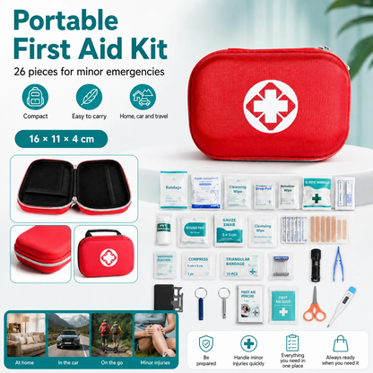 🔥Hot Sale 50% OFF🔥 26-Piece Portable First Aid Kit – for Home, Car, Travel & Camping, Compact 🏥