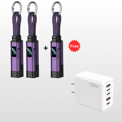 ⏳Time-Limited Special⏰4-in-1 Charging Cable with Digital Display & Keychain – Fast-Charging, Kink-Resistant & Compact