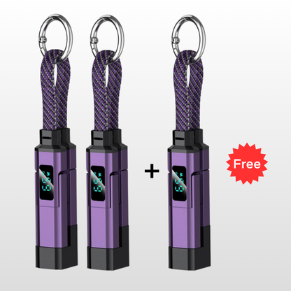 ⏳Time-Limited Special⏰4-in-1 Charging Cable with Digital Display & Keychain – Fast-Charging, Kink-Resistant & Compact