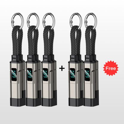 ⏳Time-Limited Special⏰4-in-1 Charging Cable with Digital Display & Keychain – Fast-Charging, Kink-Resistant & Compact