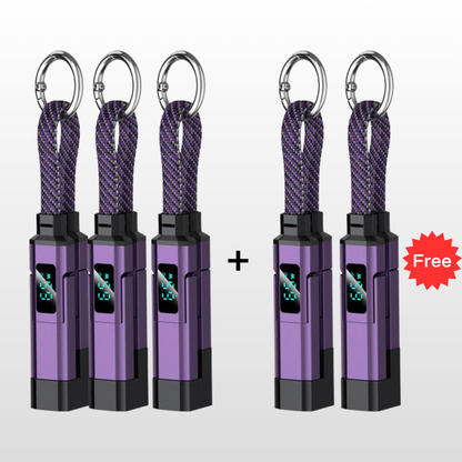 ⏳Time-Limited Special⏰4-in-1 Charging Cable with Digital Display & Keychain – Fast-Charging, Kink-Resistant & Compact