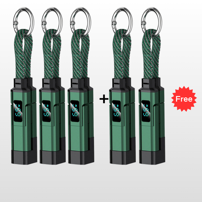 ⏳Time-Limited Special⏰4-in-1 Charging Cable with Digital Display & Keychain – Fast-Charging, Kink-Resistant & Compact