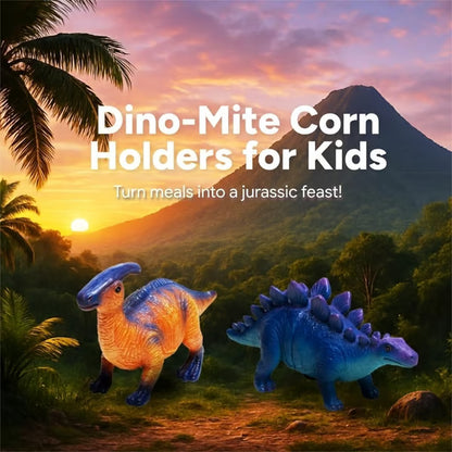 Dinosaur Corn Holders for Corn On The Cob - Funny Corn Cob Holder for Kids and Adults with Stainless Steel Prongs Dinosaur Corn Holders for Corn On The Cob - Funny Corn Cob Holder for Kids and Adults with Stainless Steel Prongs