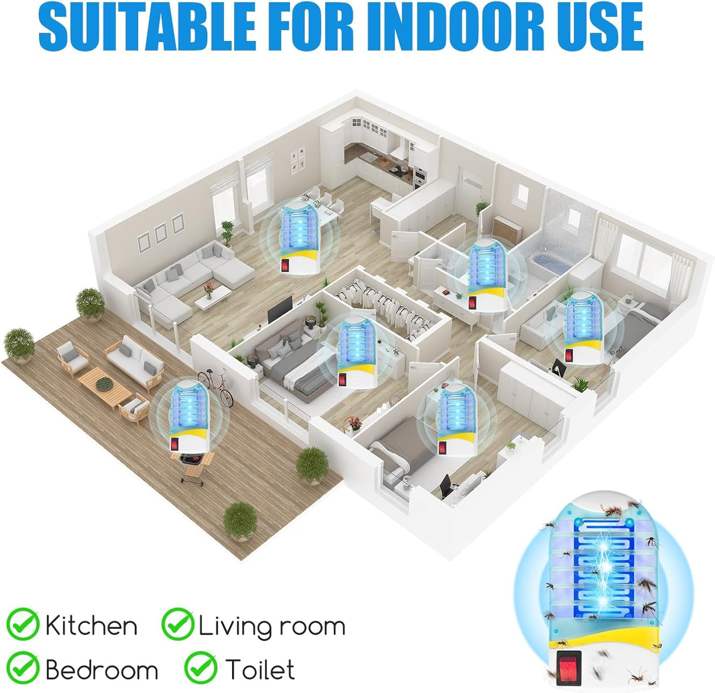 🔥LED Blue Light Trap Household Mosquito Killer Lamp