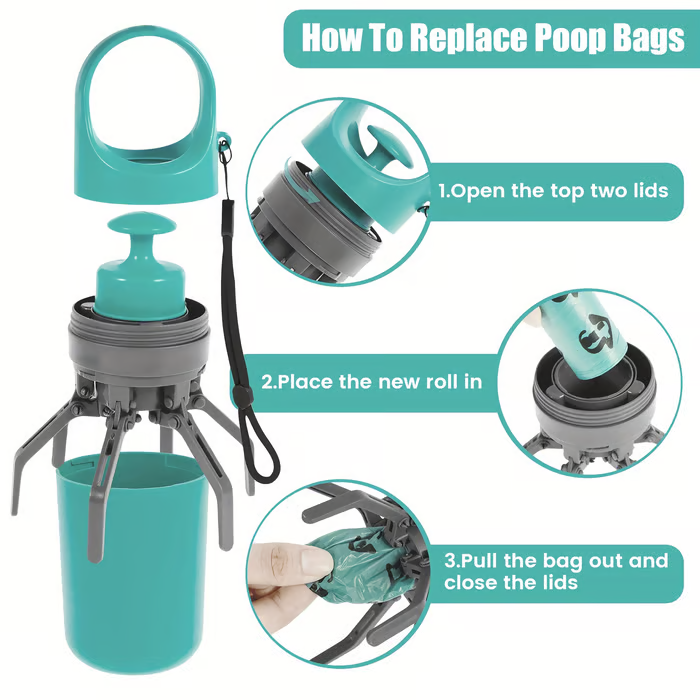 Mini Portable Dog Poop Scooper with Bag Dispenser