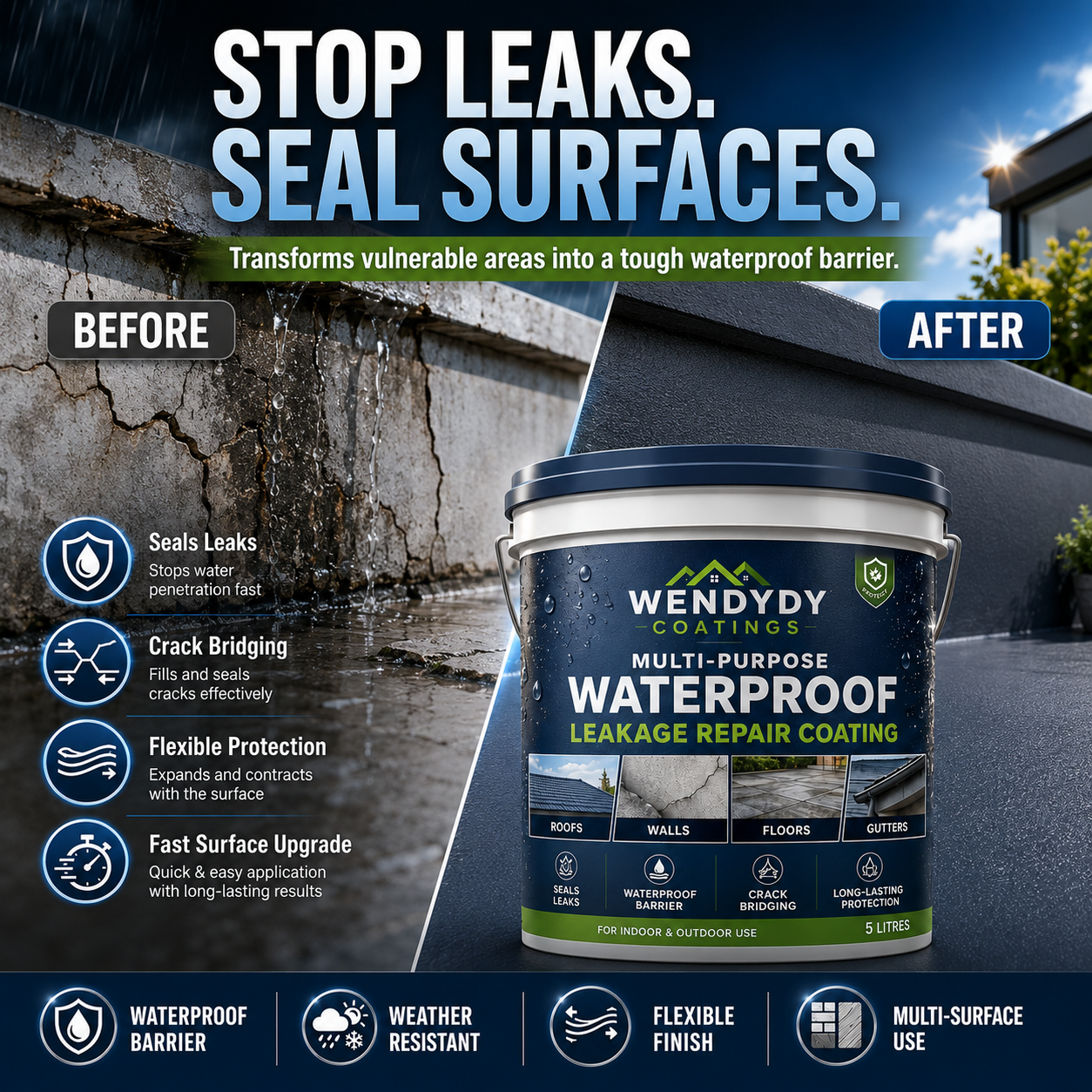 Multi-Purpose Waterproof Leakage Repair Coating