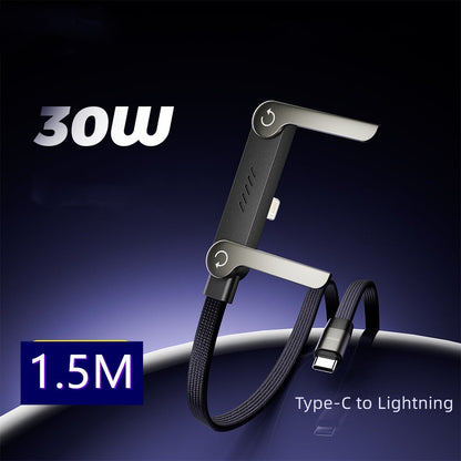 2-in-1 Braided Fast Charge Cable With Built-in Phone Stand