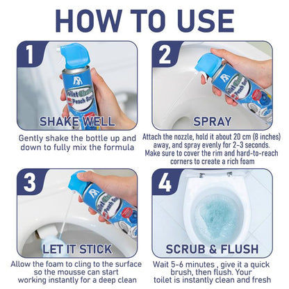 Toilet Foam Cleaner - Expands to clean hard-to-reach corners, removes stains and odors and leaves a light peach scent.