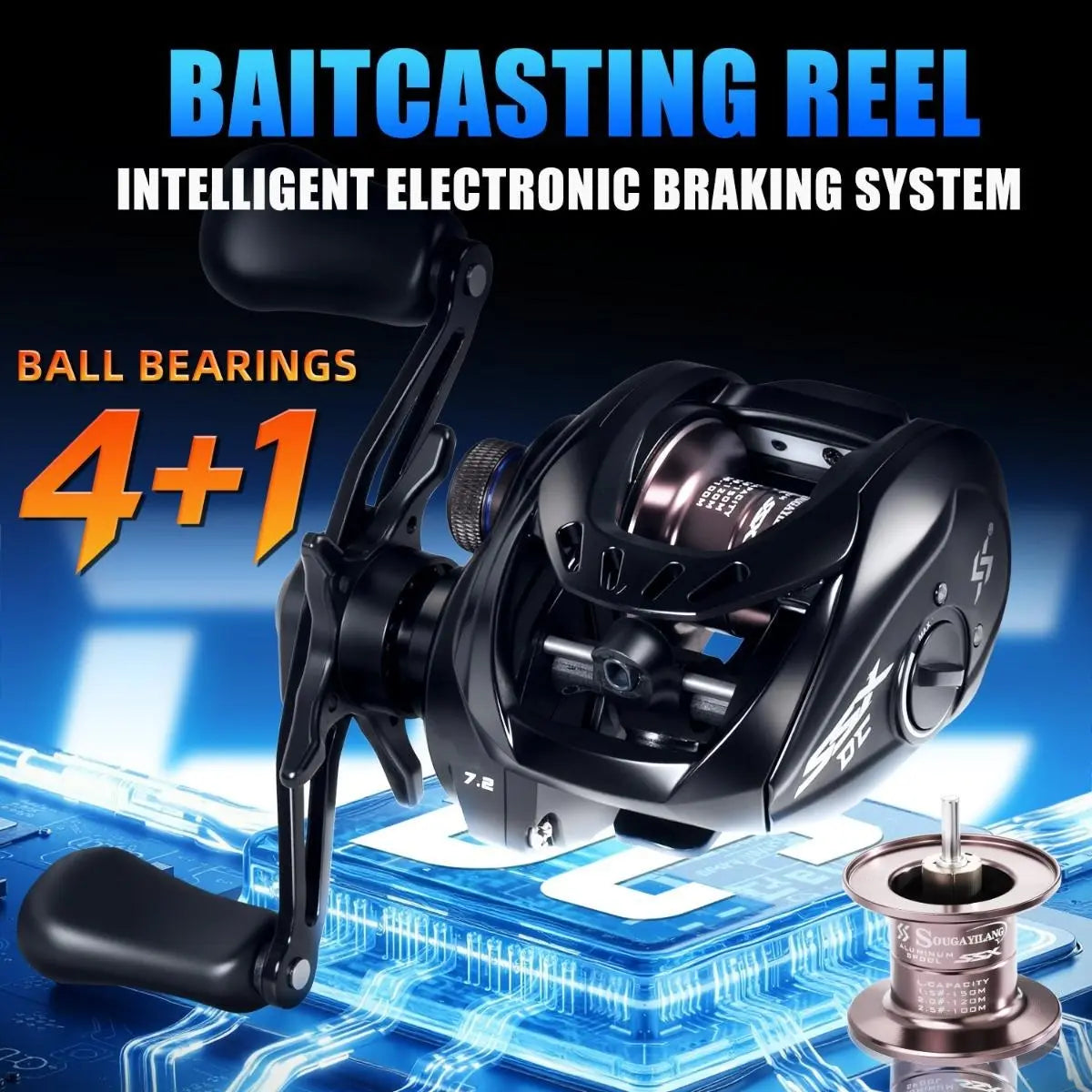 🌞Kick Off Spring With 50% Off!🎣DC Baitcasting Reel - Digital Brake System (Say Goodbye to Backlash!) - 7.2:1 High Speed - For Predatory Fishing in Freshwater & Saltwater