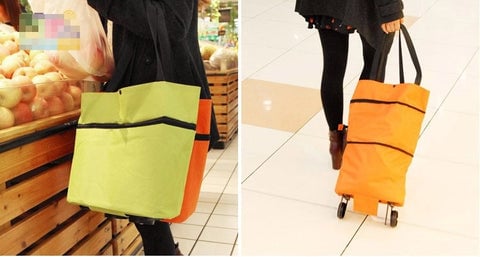 🛍️✨ Convertible shopping tote – hides wheels, holds 20kg, expands with zipper!