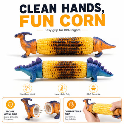 Dinosaur Corn Holders for Corn On The Cob - Funny Corn Cob Holder for Kids and Adults with Stainless Steel Prongs Dinosaur Corn Holders for Corn On The Cob - Funny Corn Cob Holder for Kids and Adults with Stainless Steel Prongs