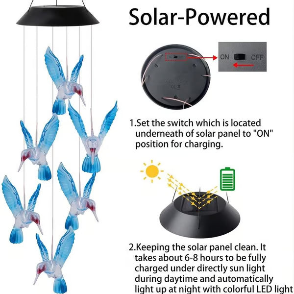 🦋Enhance Your Garden✨Creative Bird Design Solar Wind Chimes