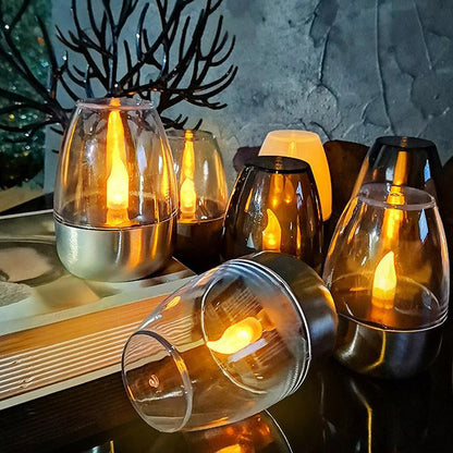 6Pack Solar Power Tea Lights Outdoor Flameless Flicker IP65 Waterproof Table Lamp LED Candles with Dusk to Dawn Sensor for Lantern Garden Camping Party Home Decorations Warm Color