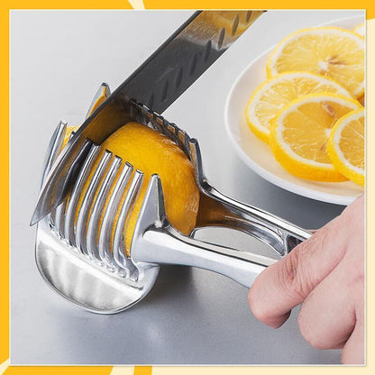 🍋50% OFF NOW! Creative Kitchen Slice Cutting Tool, Food‑Grade Aluminum Alloy Hand‑Held Slicer, Quick Slicing Holder for Lemon, Tomato, Onion & Soft Fruits Vegetables