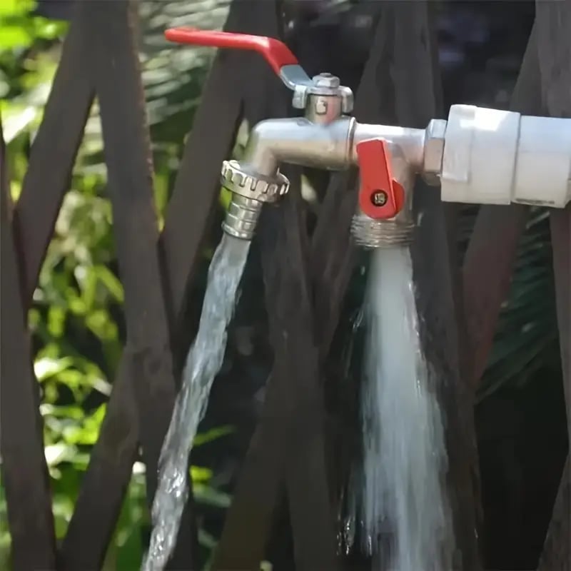 🔥 FLASH SALE: 50% OFF! ⚙️ Universal Stainless Steel Double Outlet Garden Faucet – Independent Valves, Heavy-Duty & Easy Install 🚰