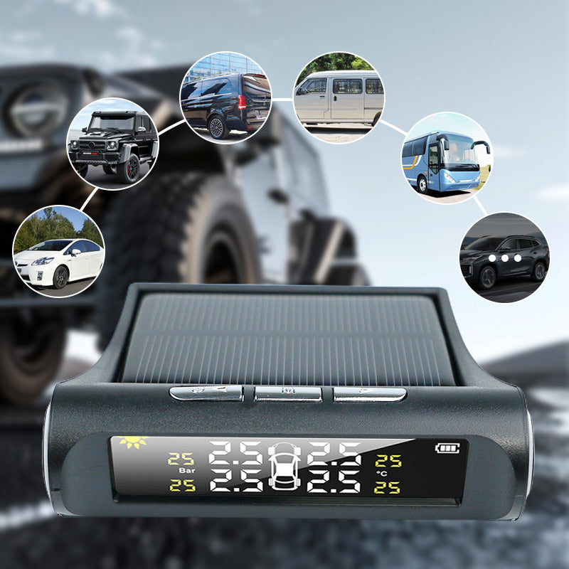 🔋Solar Real-Time Four-Wheel Display Tire Pressure Monitor🚗