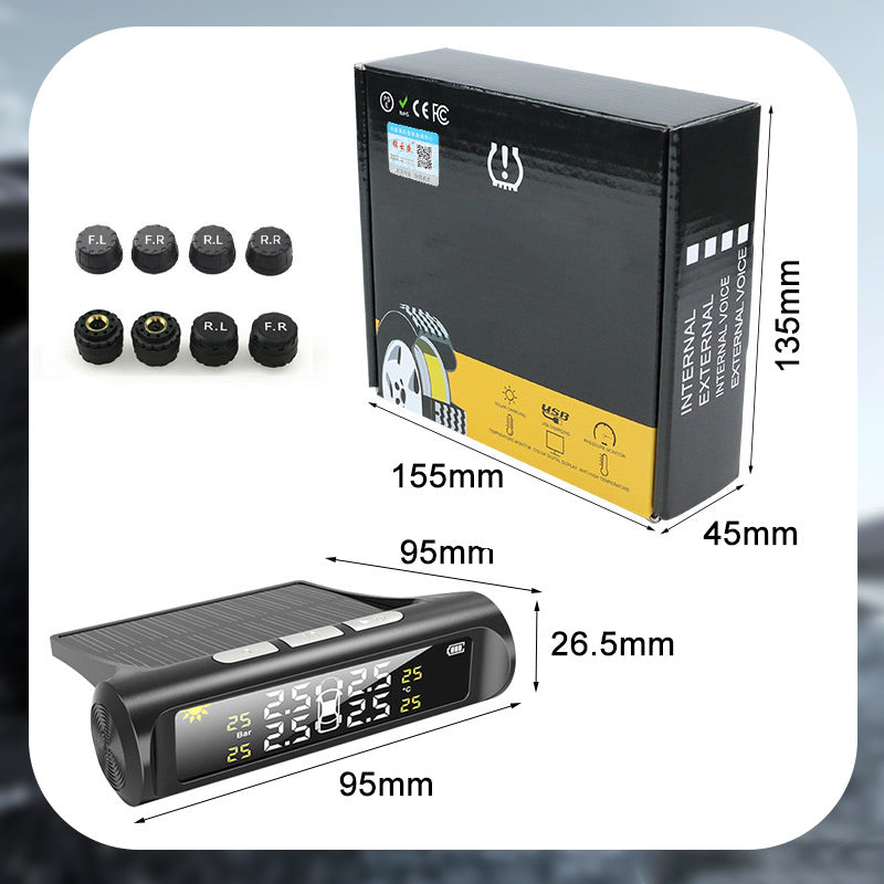 🔋Solar Real-Time Four-Wheel Display Tire Pressure Monitor🚗