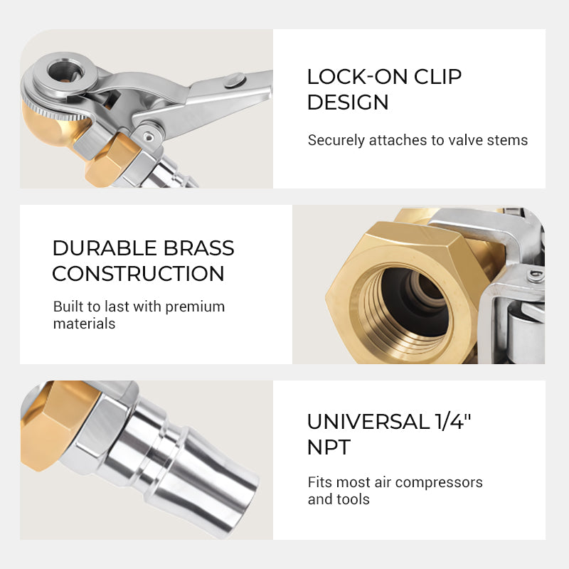 1/4 Inch NPT Clip-On Closed Ball Air Chuck