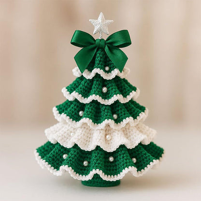 Crochet Christmas Tree Decoration with Imitation Pearl Accents