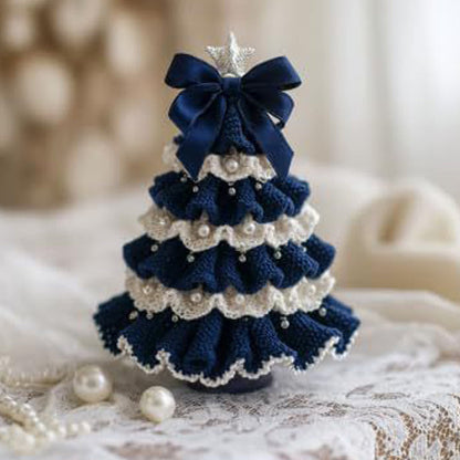 Crochet Christmas Tree Decoration with Imitation Pearl Accents