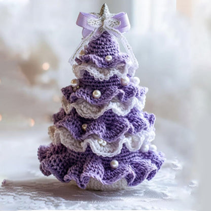 Crochet Christmas Tree Decoration with Imitation Pearl Accents