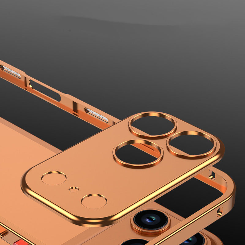 Metal Bare Frame Heat-Dissipating iPhone Case with Seahorse Buckle Design