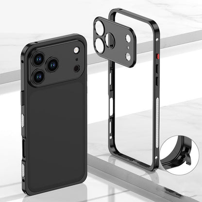 Metal Bare Frame Heat-Dissipating iPhone Case with Seahorse Buckle Design