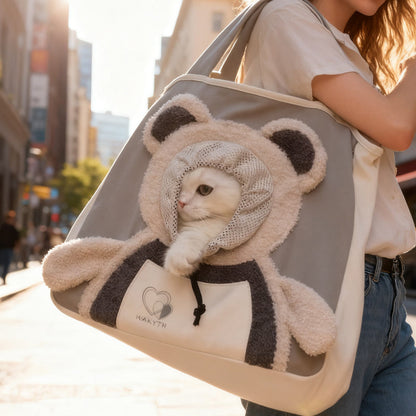 Cute Bear Pet Carrier Bag With Head-Out Design