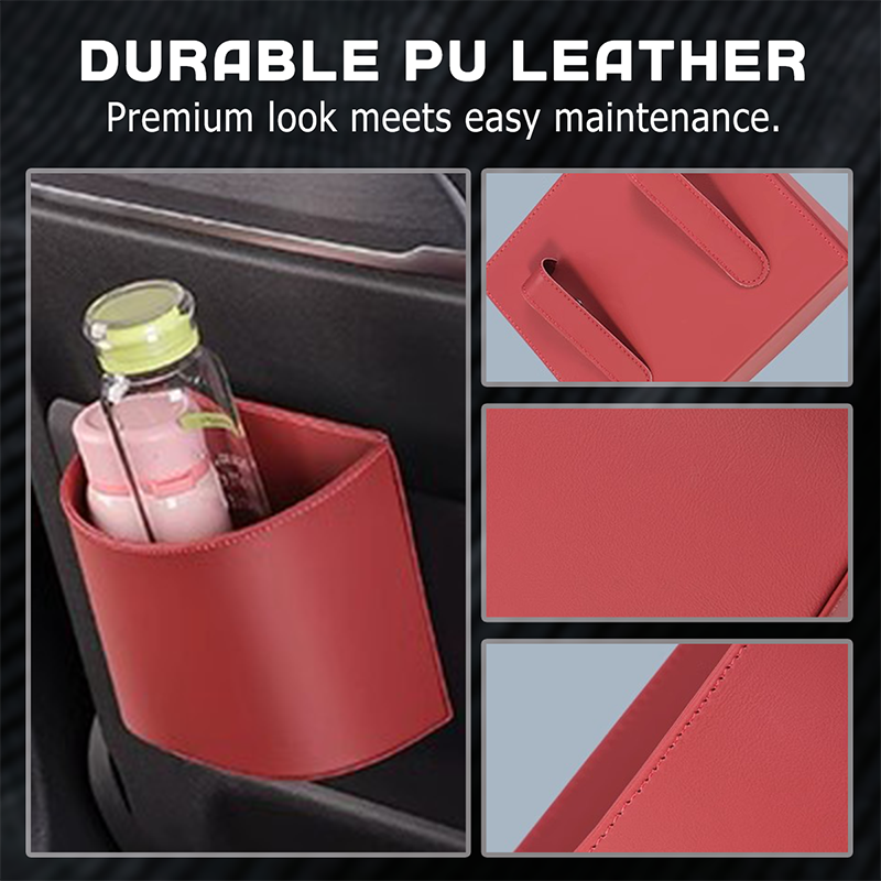 Organize Your Car Instantly! No-Slip Clip-On Leather Cup Holder