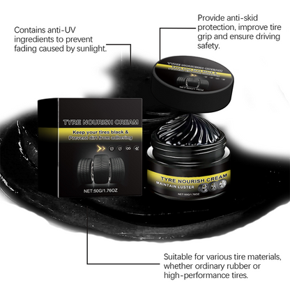 ✨ Tire wax – restores black gloss, blocks UV, repels dirt. Easy & quick!